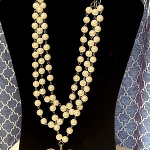 Large pearl and heart necklace